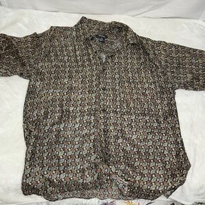 Volare Silk Patterned 100% Silk Button Down Shirt